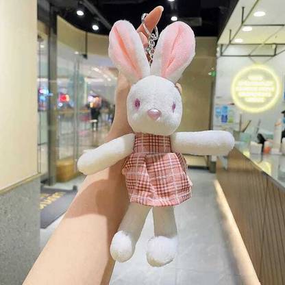 AMANVANI Little Bunny Rabbit Keyring Fluffy Cute Rabbit Fur Keychain Key Chain
