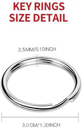 Add Gear DIY Nickel Plated Key Ring Steel 1.2 inch (30 mm) Split Rings for Keys (50pcs) Key Chain