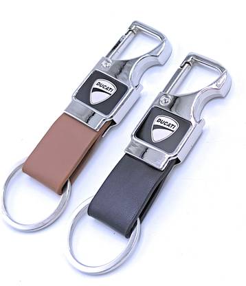 Jdp Novelty 2 pcs Set of Leather Metal Opner Keychain for ducati Bike Key Chain