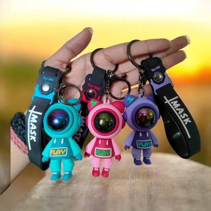 YOURKARTS.COM Space Mask Man Keychain Set, Multicolor Miniature Figurines with Accessories Key Chain