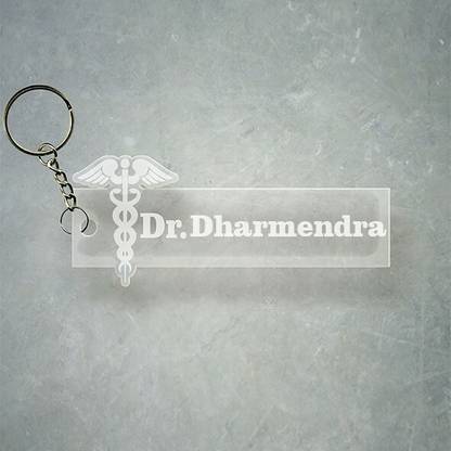 SY Gifts Doctor Logo Desigh With Dharmendra Name Key Chain