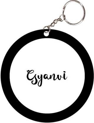 SY Gifts Gyanvi Name Black Keychain Key Chain