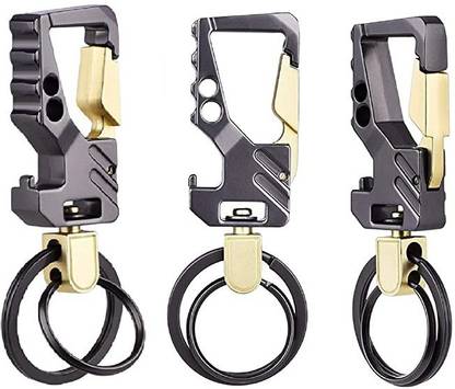 Electro Factory Heavy Duty Stainless Steel Keyring with Bottle Opener Hook Keychain for Bike Car Key Chain
