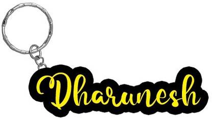 SY Gifts Dharunesh Name Black Yellow Name Keychain Key Chain