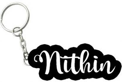 SY Gifts Nithin Black White Name Keychain Key Chain