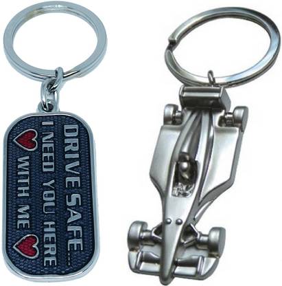kd collections KD-190-516A Ferrari Racing Sports Car Metal Keychain & Drive Safe Keychain Combo Key Chain