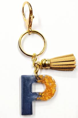 MOREL LETTER P ALPHABETS HAND MADE RESIN KEYCHAIN THEME IN STONE COLOR FOR BIKE & CAR Key Chain