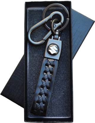 JNV Black Leather Keychain Compatible For Vitara Breeza | Swift | Alto | Ertiga Car Key Chain