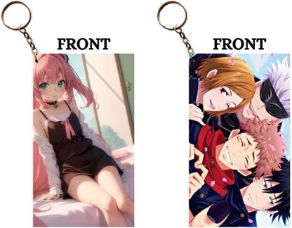 Hariyaali Enterprises LLP ANYA FORGER CUTE NICE X GOJO WITH ITADORI AND FRIENDS Unique Style 2 pcs Combo Key Chain