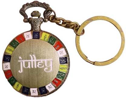 AMANVANI JULLY Metal Pocket Watch Keychain Antique Analog Clock keyring Numeric Clock Key Chain