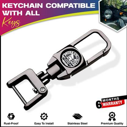 MIKANIX RE Made Like Gun Anti-Rust Metal Leather Key Chain | Key Ring With Locking Hook Key Chain
