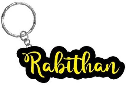 SY Gifts Rabithan Name Black Yellow Name Keychain Key Chain