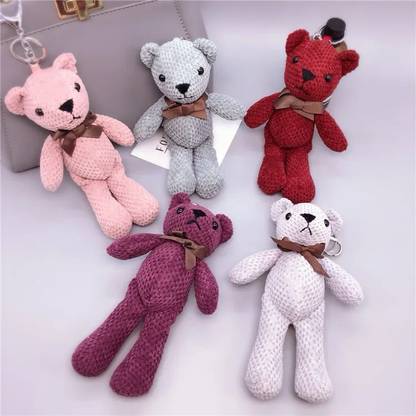 HappierYou 18 cm Teddy Bear stuffed Keychain Plush Toy (Pack of 1, Random Colour ) Key Chain