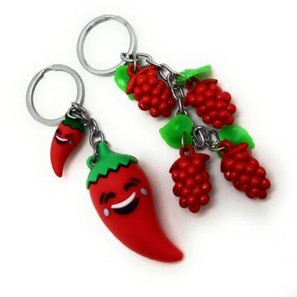 Auspice Set of 2 Chilly and Grapes ABS Key Chain