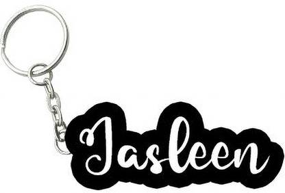 SY Gifts Jasleen Black White Name Keychain Key Chain