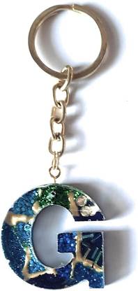 Revees Clive Ocean Design Resin Alphabet "G" Initial Letter Keychain Key Ring Purse Handbags Key Chain