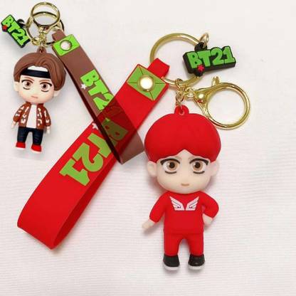Craveon 2pcs Combo BT21 Army - 3D Taehyung (V) Keychain & J-Hope Keychain for Kids Key Chain