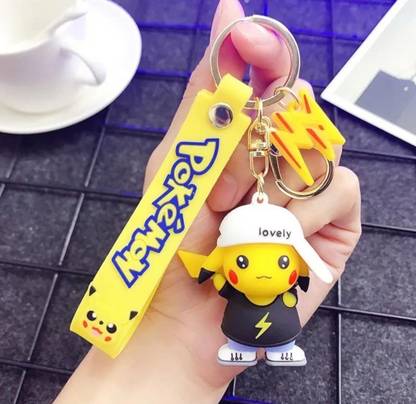 SRG Cartoon Character Pikachu 3D PVC Silicone Keyring with Strap Key Chain