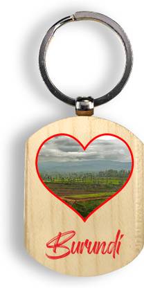 Regalocasila Beautiful Printed Souvenir Burundi Tourism Natural Wooden Keyring Key Chain