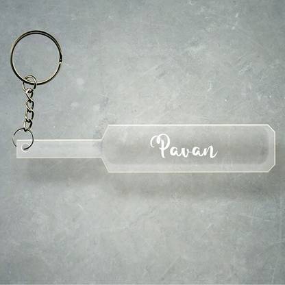 SY Gifts Cricket Bat Logo Design With Pavan Name Key Chain