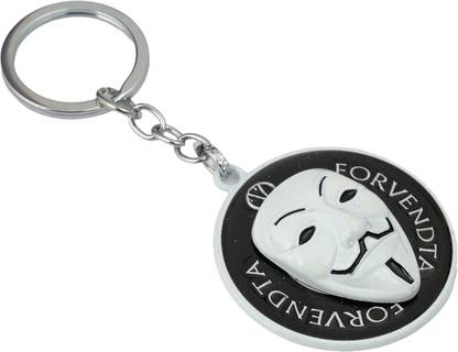 WHITE POPCORN Mask Rotating Keychain 360° Swivel Design for Revolutionaries at Heart Key Chain Key Chain