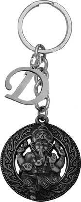 M Men Style Religious Lord Shri Ganesh With Initial Letter Alphabet - D SKey2022426 Key Chain