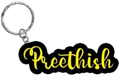 SY Gifts Preethish Name Black Yellow Name Keychain Key Chain