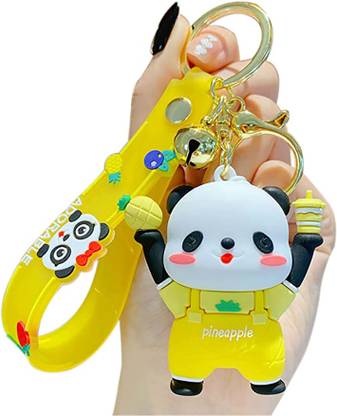 Buko Silicone 3D Cute Keychain Backpack Charms Fruit Panda Bag Keychains Car Key Ring Key Chain