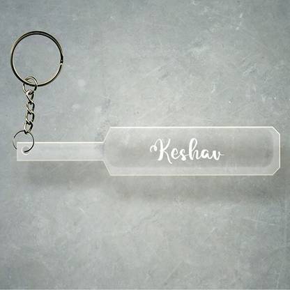 SY Gifts Cricket Bat Logo Design With Keshav Name Key Chain