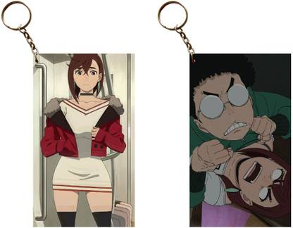 Hariyaali Enterprises LLP DanDaDan MOMO AND OKARUN IS FIGHTING FOR FOOD Anime Unique Style 2 pcs Combo Key Chain