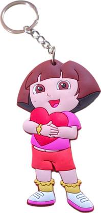 Deethyas Fashion Cartoon Character Dora Bujji Girl With Heart Double Side Same View Rubber Key Chain