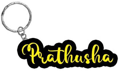 SY Gifts Prathusha Name Black Yellow Name Keychain Key Chain