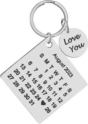 Myurawells Calendar Custom Date Engraved Message Anniversary Birthday Memorial Gift Key Chain