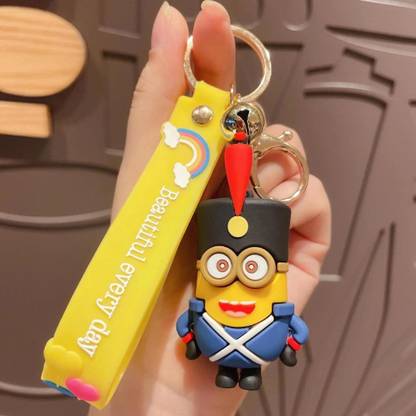 Mubco Cute 3D Minion Kevin Keychain PVC | Strap Charm & Hook | Key Ring Bike Car Gift Key Chain