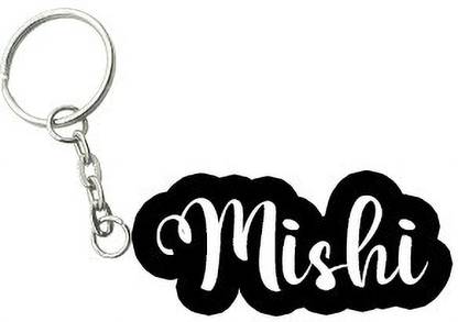 SY Gifts Mishi Black White Name Keychain Key Chain