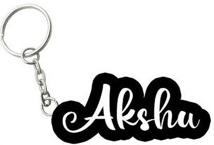 SY Gifts Akshu Black White Name Keychain Key Chain