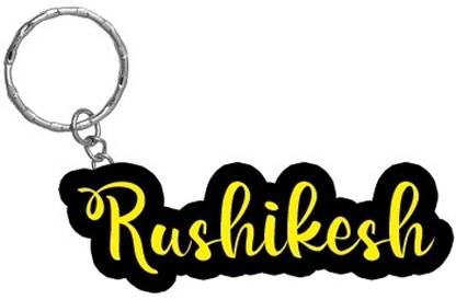 SY Gifts Rushikesh Name Black Yellow Name Keychain Key Chain
