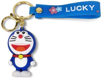 BIGWHEEL Collectible Famous Cartoon Anime Doraemon 3d Rubber Silicon Keychain Long Ribbon Key Chain