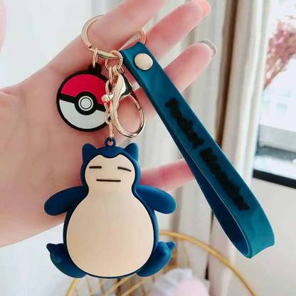 kawaii kart Pokemon keychain - Snorlax | Premium 3D Rubber Figure Keyrings Key Chain
