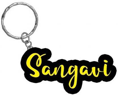 SY Gifts Sangavi Name Black Yellow Name Keychain Key Chain
