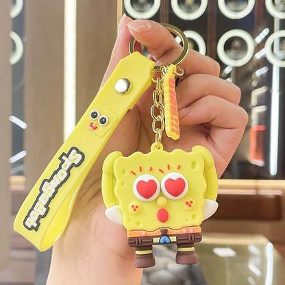 Mubco SpongeBob SquarePants 3D Keychain | Strap Charm & Hook | Cartoon Model Toy Gift| Key Chain