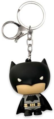 Lenity Black Color Batman character 3D Cartoon Rubber Keychain with Loop Key Chain