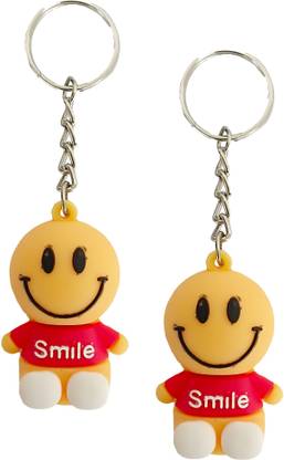 Elite Rubber Smiley Keychain- Medium size Rubber Smiley keychains- 2 Keychains Key Chain