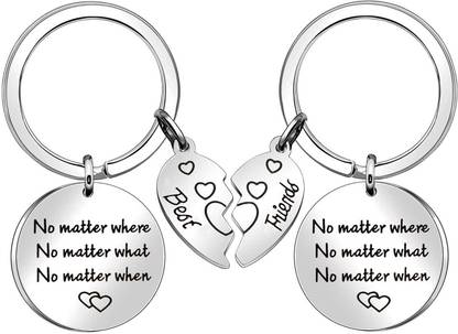 M Men Style 2pcs Best Friends Keychain- No Matter Where BFF Gift KeyS40 Key Chain
