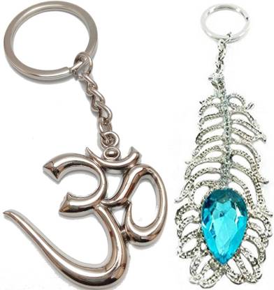 kd collections KD397-Combo of Oh My God Keychain & OM Metal Keychain Keyring|Silver Color|2 Keychains Key Chain