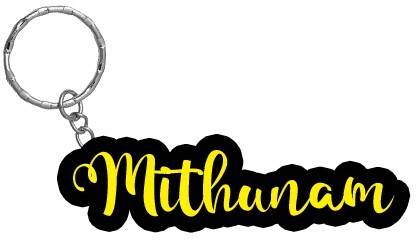 SY Gifts Mithunam Name Black Yellow Name Keychain Key Chain