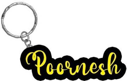 SY Gifts Poornesh Name Black Yellow Name Keychain Key Chain