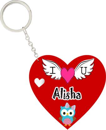 MorFex Alisha Name Beautiful Heart Shape Arclic Keychain Best Gifts for Your Special Key Chain