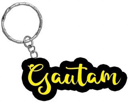 SY Gifts Gautam Name Black Yellow Name Keychain Key Chain