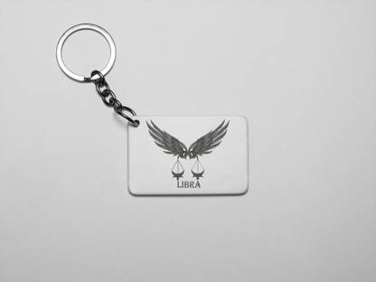 MiTrends Libra symbol (Text below) - Printed Acrylic Keychains(Pack Of 2) Key Chain